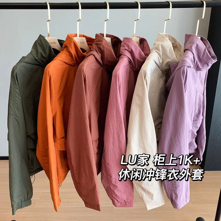 lu+风衣工装系列简约显瘦洋气休闲风立裁冲锋衣短外套女2025季新