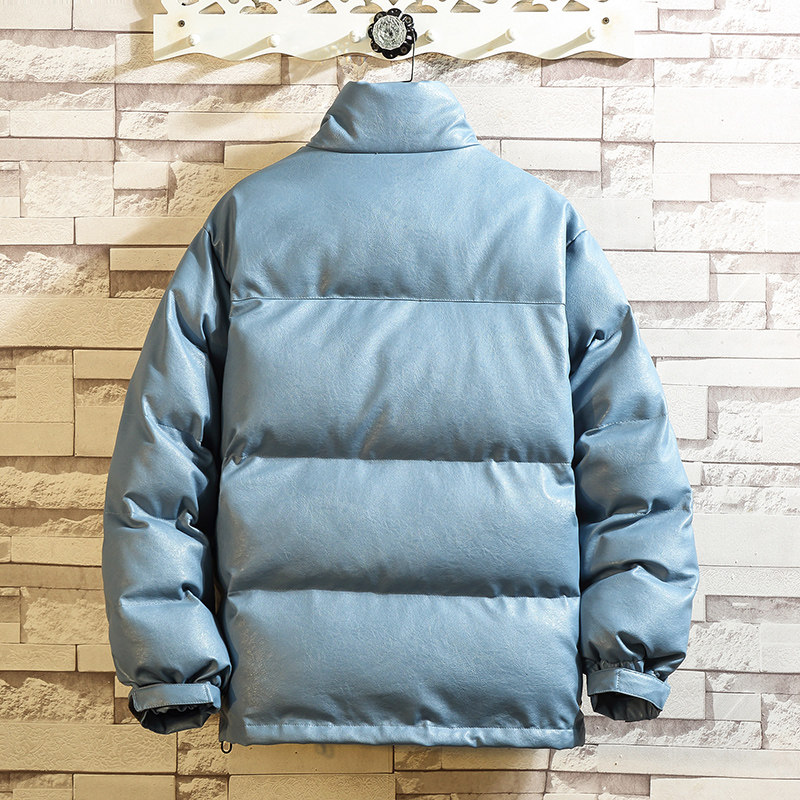 Q603日系大码挂拍PU皮质棉衣棉服外套男宽松立领皮衣棉袄P128,男装皮衣,电商C306