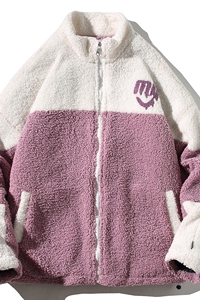 Q2099 冬季男女休闲港风潮流撞色加厚羊羔毛棉服毛绒外套P120图片