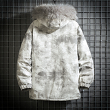 Q606网格日系大码扎染工装棉衣男宽松迷彩棉服外套男S-5XLP135，男装棉衣，电商C306