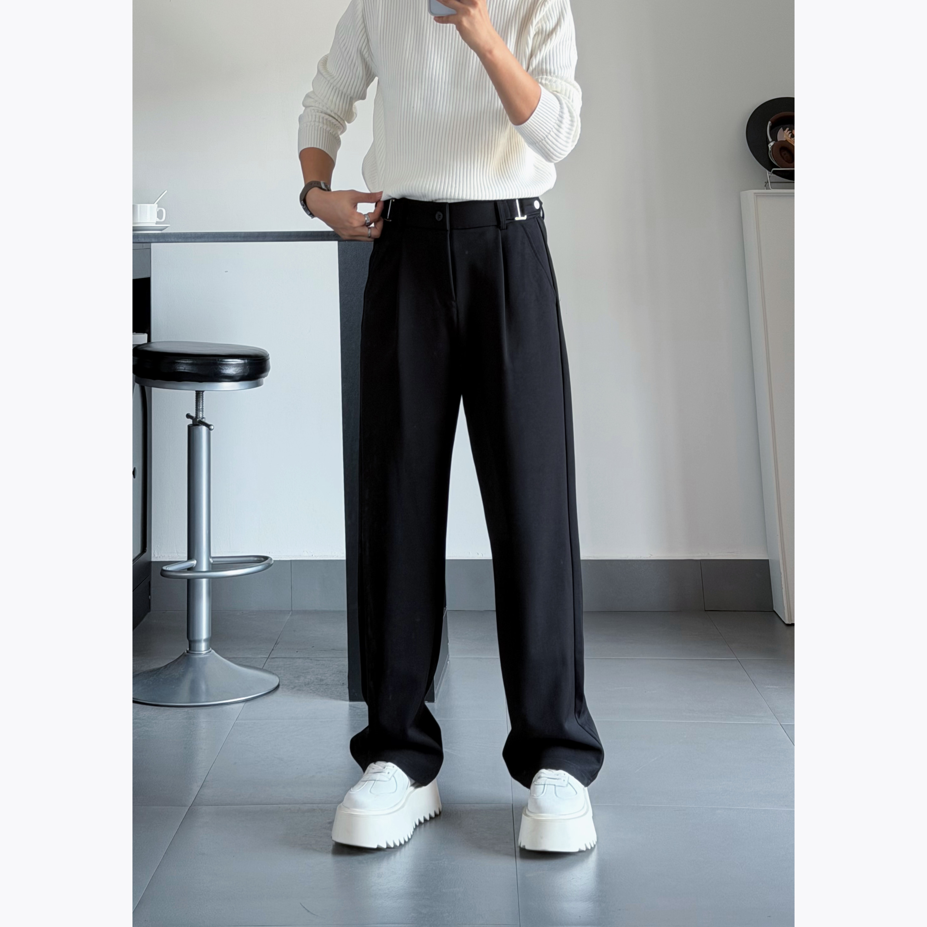 【微堆西裤】新品男士百搭直筒宽松显瘦高腰时尚加长版拖地休闲裤,男装,西裤,淘宝优惠券,粉丝福利购,淘宝优惠卷