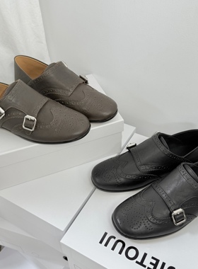 JIE TOU JI 断码福利--25新款女鞋英伦风雕花老钱复古乐福鞋