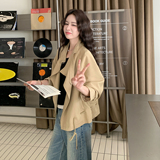 【新款】设计感抽绳宽松短款风衣外套207-8038P165控268，女装风衣，卡莱