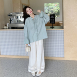 【新款】蕾丝拼接衬衣阔腿裤两件套装207-333P175控288，女装套装/套裙，卡莱