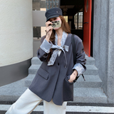 【新款】蕾丝拼接飘带西装207-8037P155控248，女装西装，卡莱