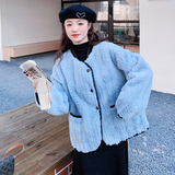 现货主推小香风仿濑兔毛外套羊羔毛皮毛一体207-J8830P175控258，女装皮草，卡莱