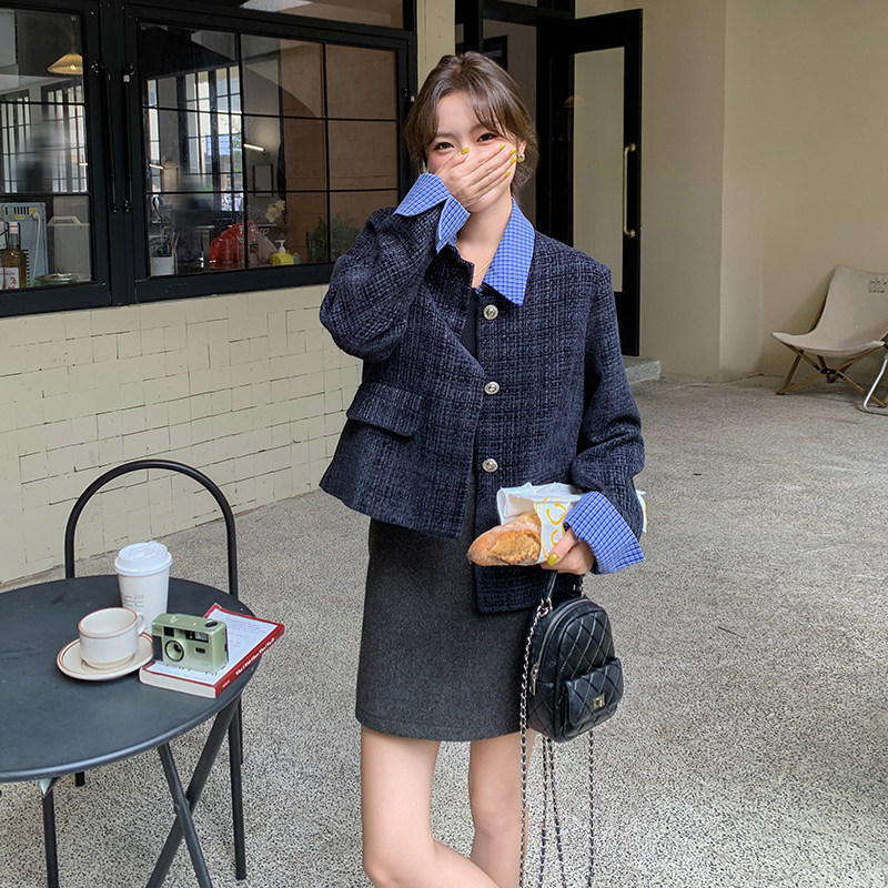 【现货】秋季新款假两件拼接小香风外套207-1067P145控208,女装短外套,卡莱