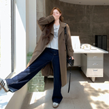 【新款】系带双排扣中长款风衣外套207-8055P175控288，女装风衣，卡莱