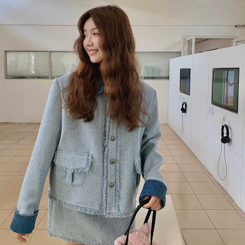 【春款现货】数据好春装牛仔拼接小香风外套207-025P145控228,女装短外套,卡莱