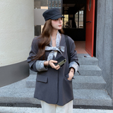 【新款】蕾丝拼接飘带西装207-8037P155控248，女装西装，卡莱