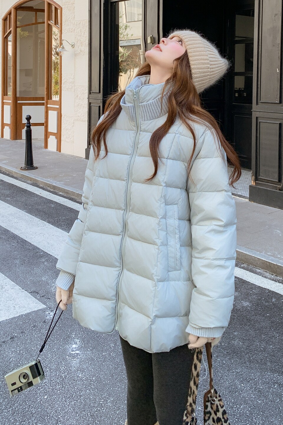 新款现货针织拼接羽绒服白鸭绒207-1820P295控418,女装羽绒服,卡莱