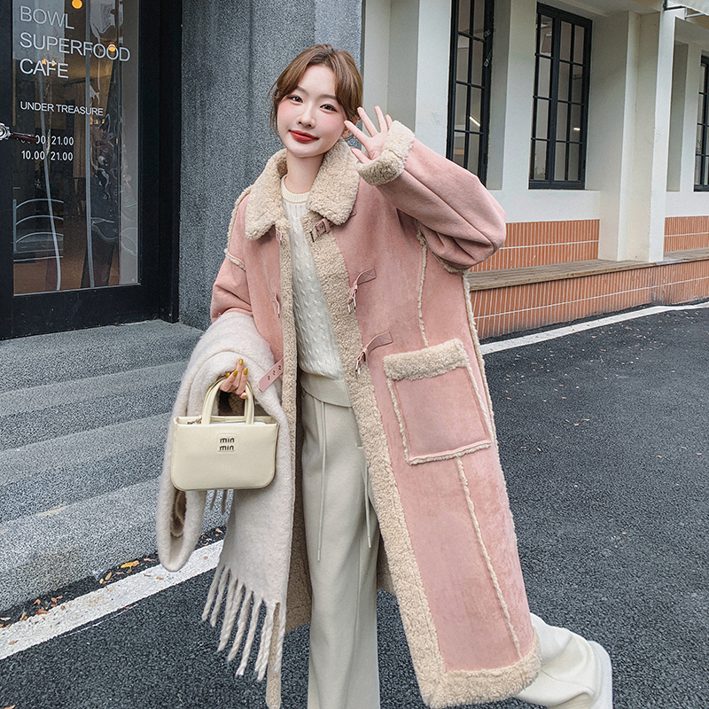 冬装新款麂皮绒皮毛一体207-212P215控298，女装皮草，卡莱