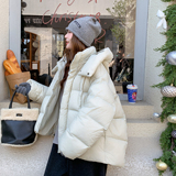 新款现货泡芙宽松连帽羽绒服207-1888P345控478，女装羽绒服，卡莱