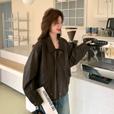 【新款】翻领蛋白PU皮衣短外套207-8033P145控238，女装短外套，卡莱