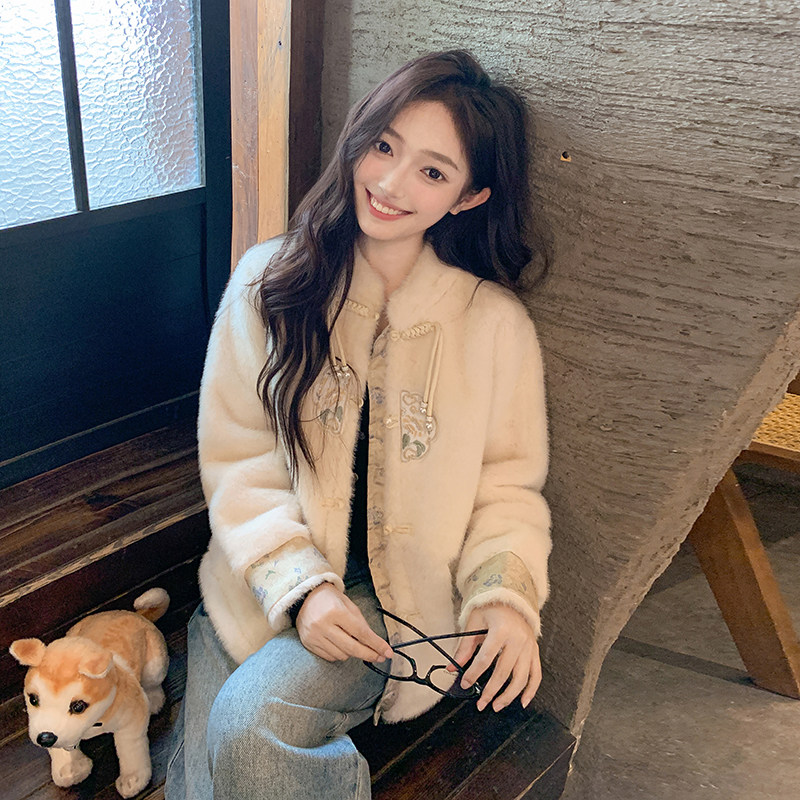 新款现货新中式风仿貂毛外套207-1023P195控288,女装派克服,卡莱
