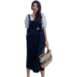 牛仔背带连衣裙女夏季女装2025新款夏装港味复古chic裙子，女装连衣裙，卡莱