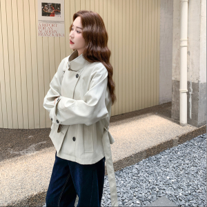 【新款】 宽松系带短款风衣外套207-203P155控238图片