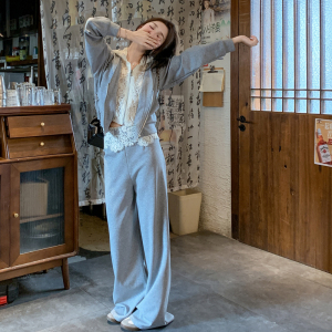 新款现货不挑人蕾丝拼接卫衣套装2件套207-190P185控268
