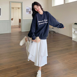 时尚假两件卫衣连衣裙女2025春新款韩系宽松显瘦慵懒风休闲长裙子，女装连衣裙，卡莱