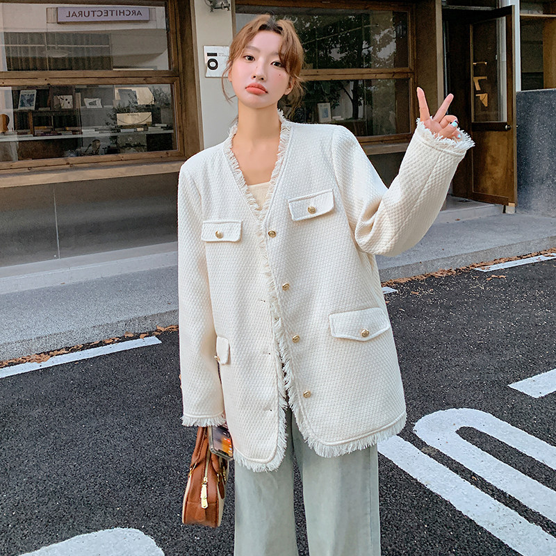 新款拉毛小香风短外套207-1077P150控218,女装短外套,卡莱