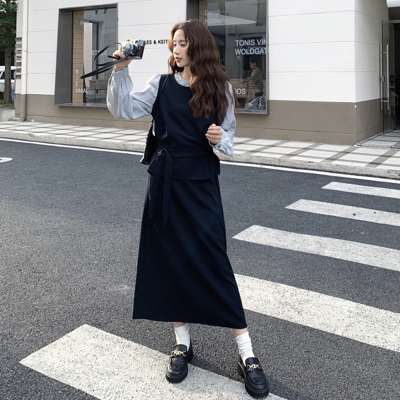 新款现货假两件上衣半裙2件套套装207-198P165控238,女装套装/套裙,卡莱