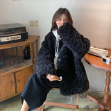 新款环保皮草小香风皮毛一体外套207-1812P205控298，女装短外套，卡莱