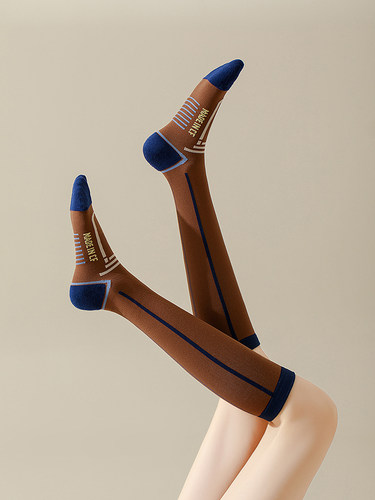 压力运动压缩健身小腿跑步健身拼色骑行袜羽毛球