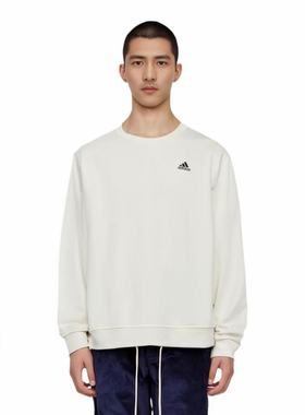 Adidas阿迪达斯加绒卫衣秋冬 圆领白色上衣宽松运动IB2713 IB2774