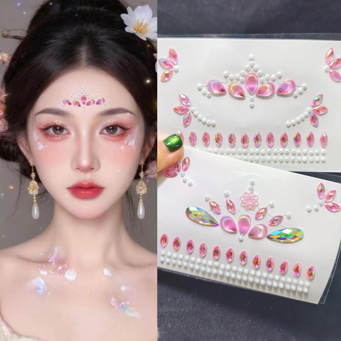 儿童舞台眉心贴水钻额头钻石贴装饰脸上饰品贴钻妆儿童节花钿彩妆
