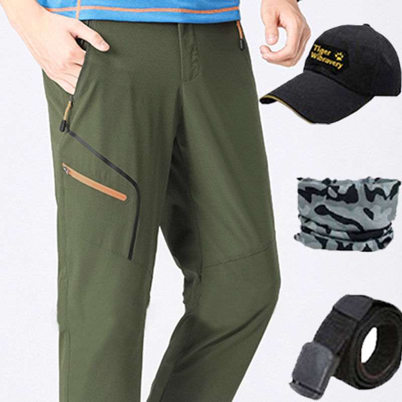户外速干裤男夏季薄款弹力透气防晒行山冲锋裤宽松徒步登山长裤子