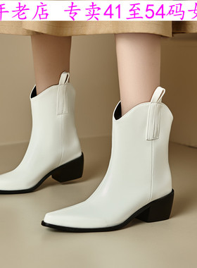 外贸新款41到48特大码女鞋43白色44高跟短靴45尖头46女靴子47Q57Q