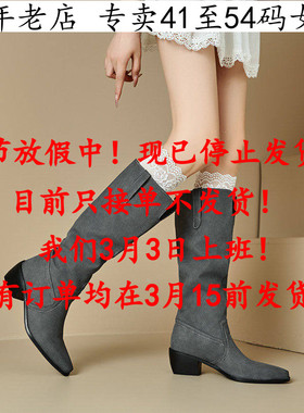 外贸款41到48特大码女鞋43灰色44高跟高筒靴45尖头46女靴子47Q53Q