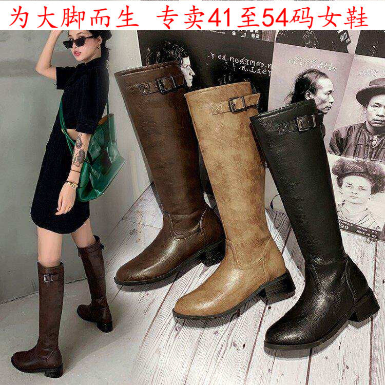 外贸41一54特大码女鞋43美腿44中跟女靴子45 46骑士靴47高筒靴48U
