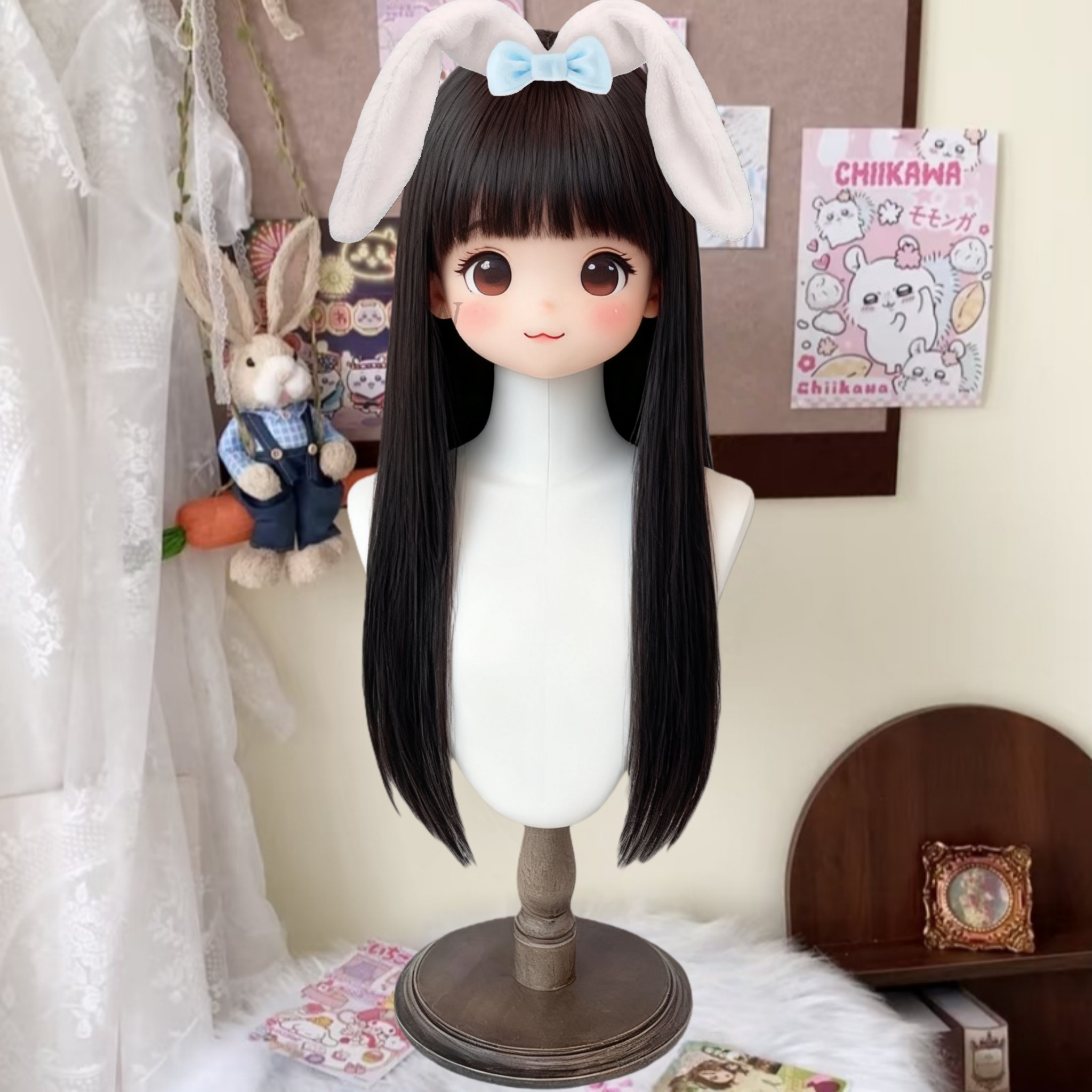 【甜妹长直发】假发女70CM黑长直网红Lolita少萝二次元自然假发套