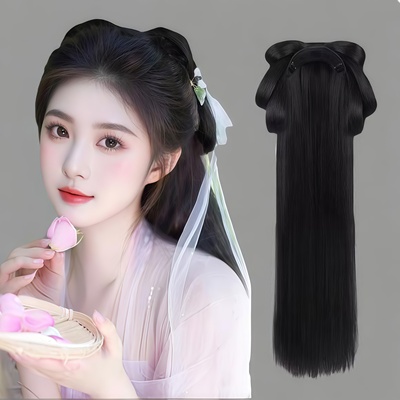 汉服假发一体式古装假假发包头饰女假发古风盘发发髻蝴蝶结发型