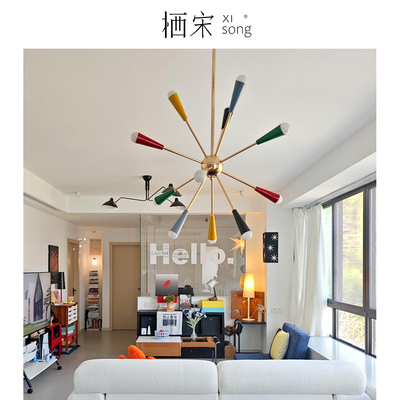 Sputnik彩色烟花灯包豪斯餐厅客厅吊灯多巴胺孟菲斯灯中古风灯具