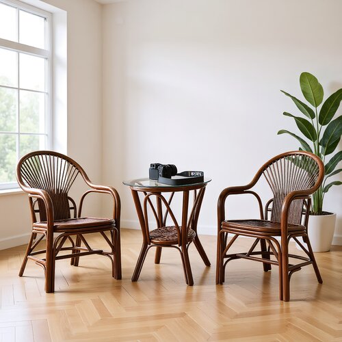 复古真藤阳台庭院休闲桌椅套装