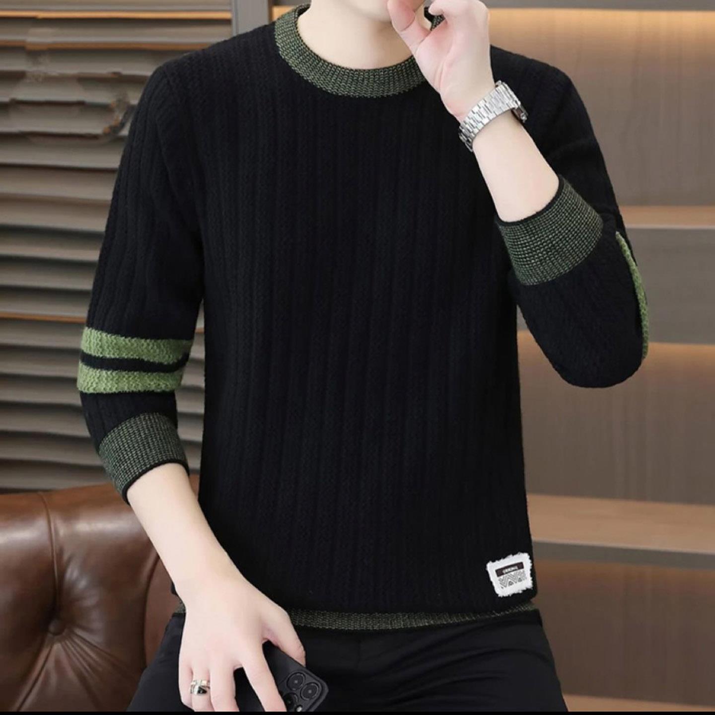 云霄县玟若百货店男装2025秋冬新款毛衣男士加厚圆领针织衫打底衫