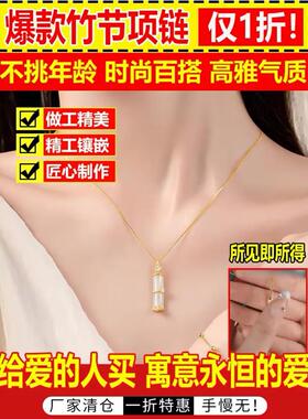 言卿云竹节项链竹子筒轻奢锁骨链女士高级感小众颈炼七夕节送礼物