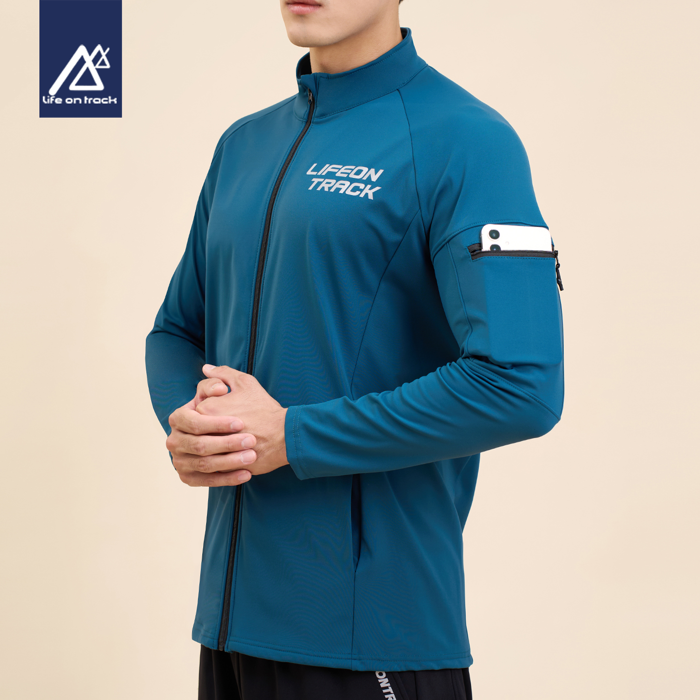 跑步运动套装男加绒长袖速干上衣健身衣服训练服保暖立领运动上衣