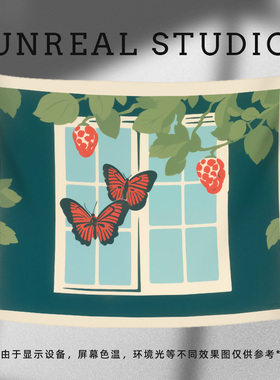 【窗边蝴蝶】原创挂布背景布ins风氛围墙布卡通宿舍卧室绿色挂毯