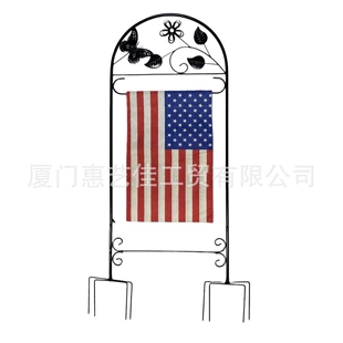 亚马逊户外美国旗帜地插庭院黑色烤漆防水旗帜挂钩围栏装饰性杆子