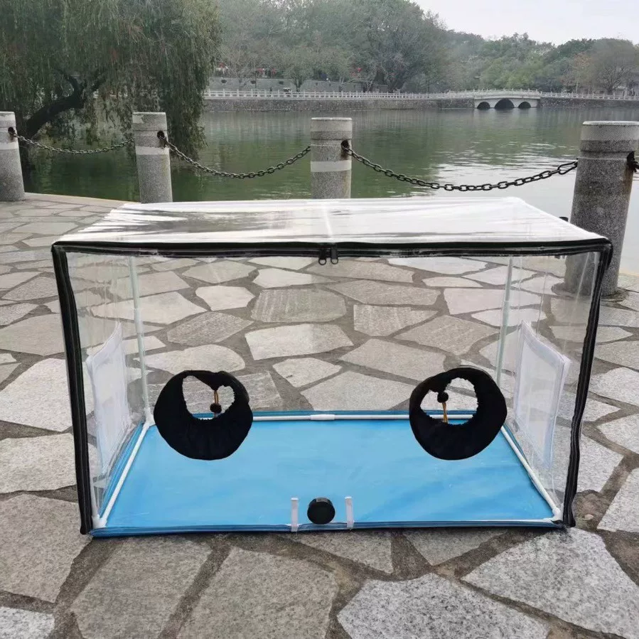 蘑菇种植蓝色防水静气盒便携式蘑菇植物种植箱-升级版配防虫纱窗