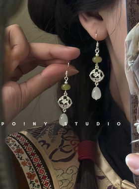 原创新中式耳环女复古国风长款流苏耳坠耳饰耳夹新款爆款S925耳钩