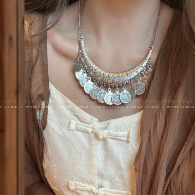 异域风情写云南苗疆旅游拍摄配饰女流苏项链锁骨链