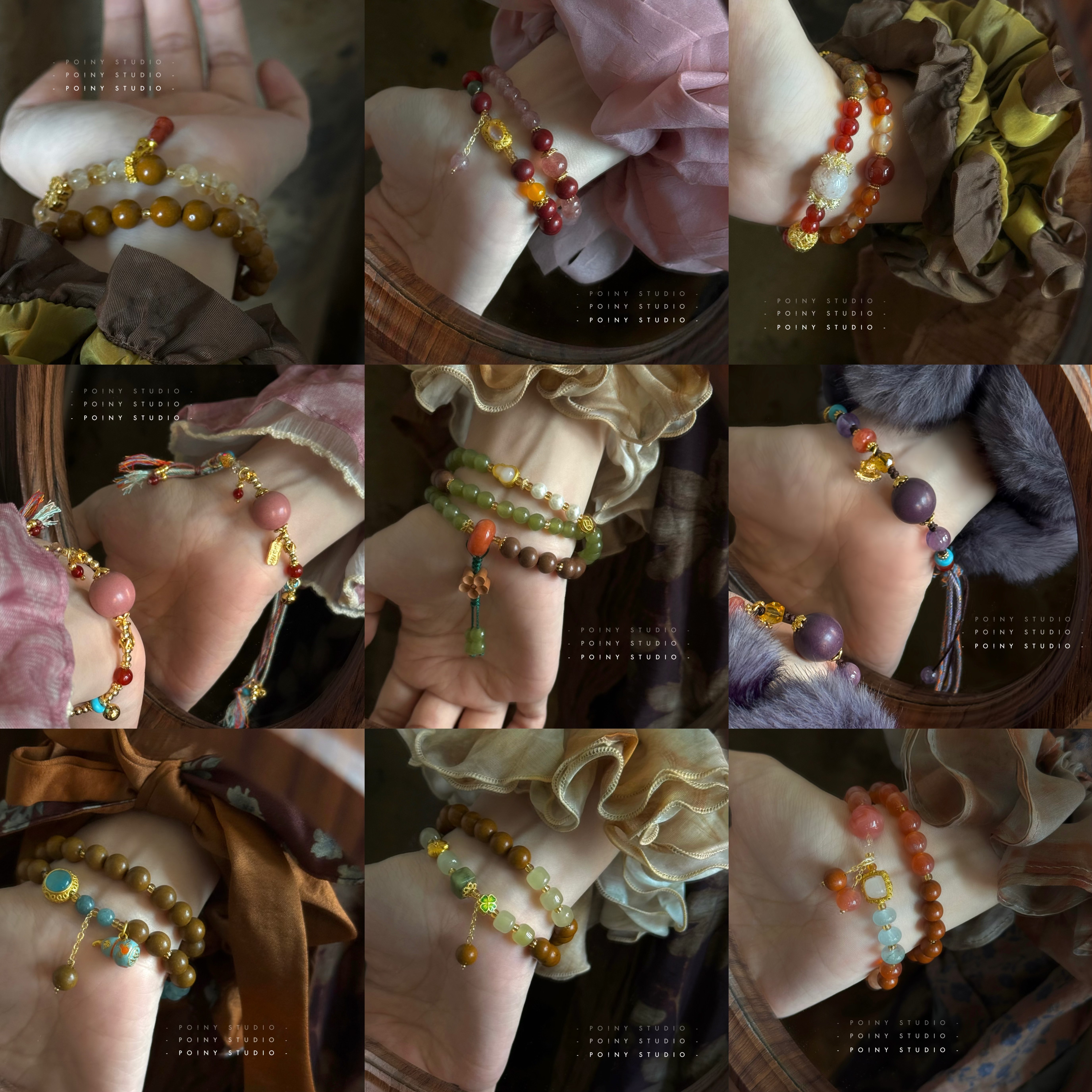 【3件5.8折】百搭合香珠串珠手链小众设计感木珠叠戴手饰品手串女