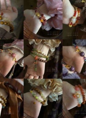 【3件5.8折】百搭合香珠串珠手链小众设计感木珠叠戴手饰品手串女