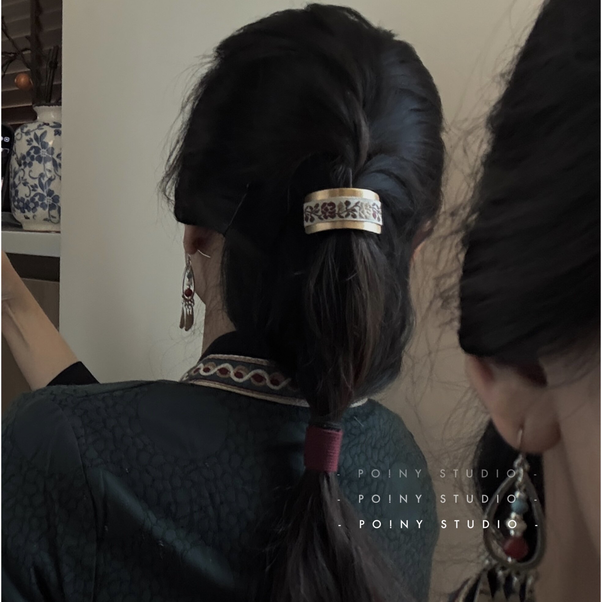 原创复古金属布艺发扣女