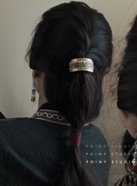 原创复古金属布艺发扣森系气质高级感百搭简约发环发卡发饰头饰潮