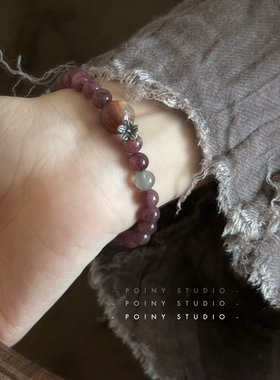 天然水晶草莓晶手链女新中式轻奢高级感叠戴手串本命年手饰品